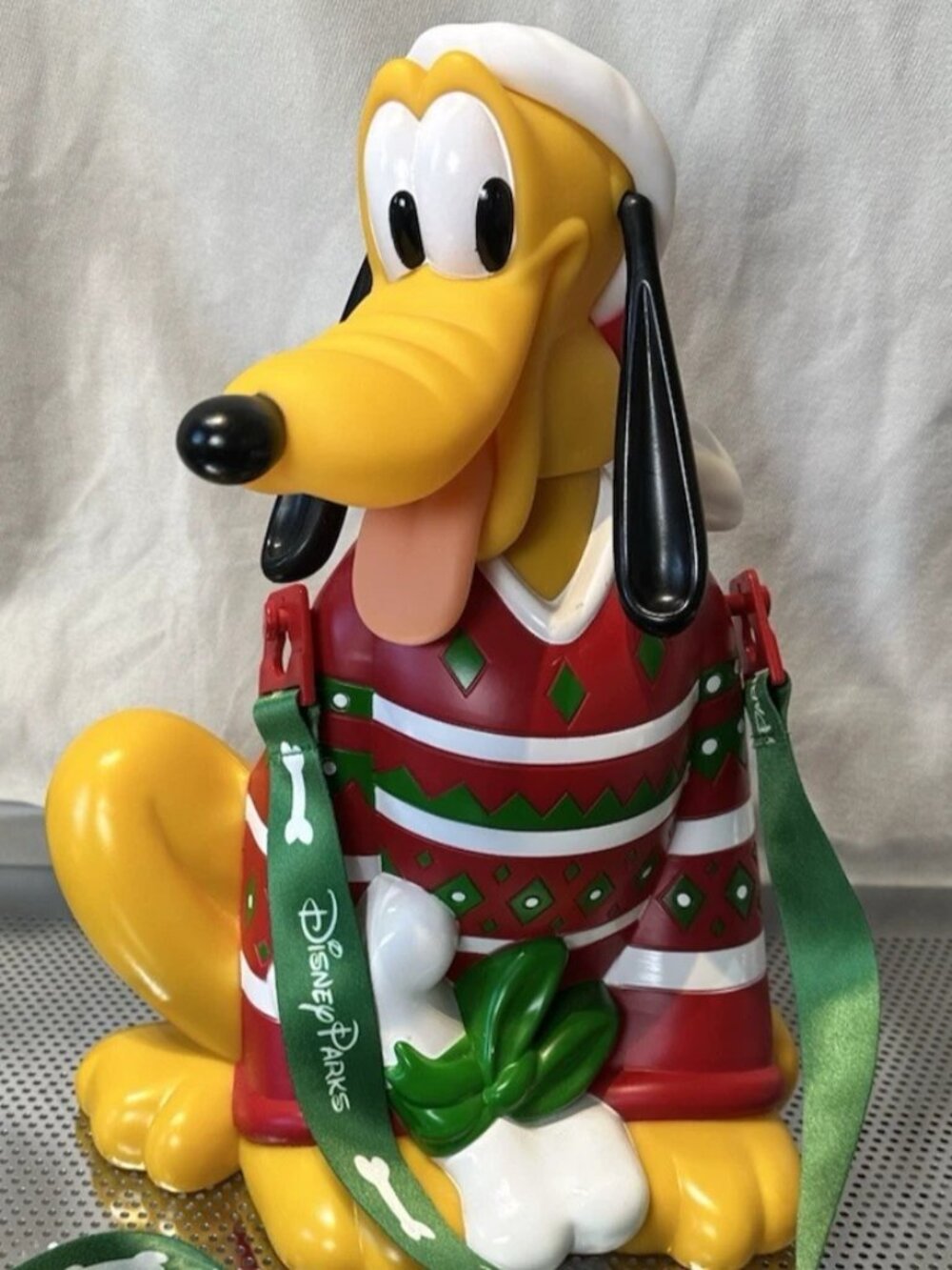 Disney Parks Pluto Popcorn Bucket Christmas Holiday Red Sweater 2018